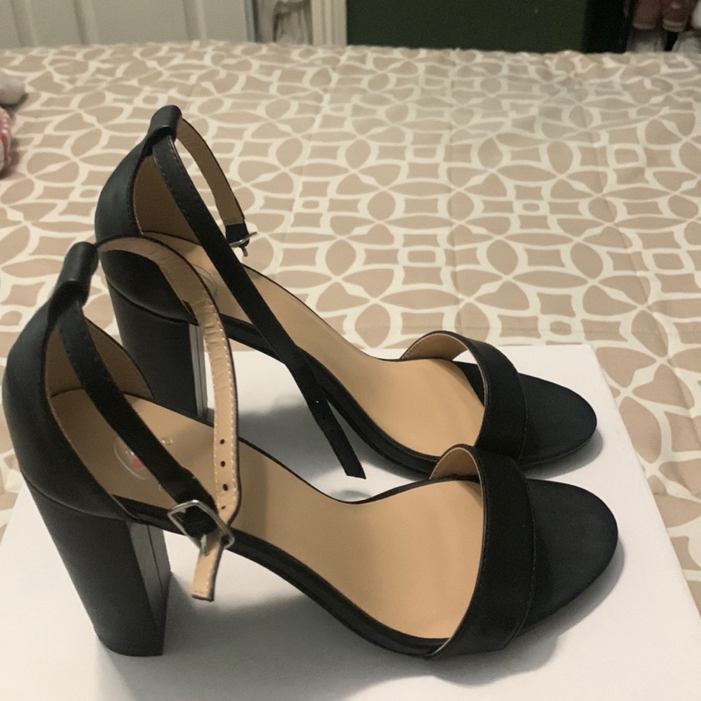 Black strap heels